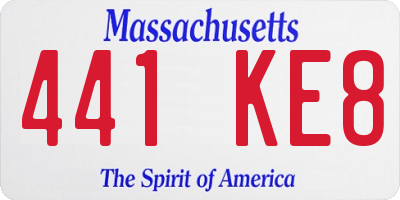 MA license plate 441KE8