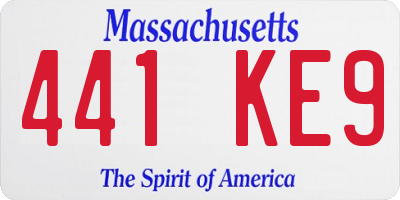 MA license plate 441KE9