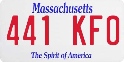 MA license plate 441KF0