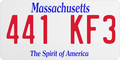 MA license plate 441KF3