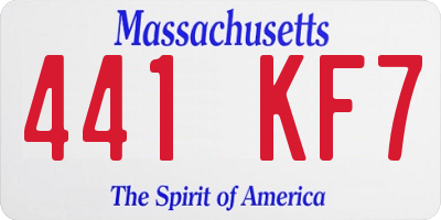 MA license plate 441KF7