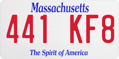 MA license plate 441KF8