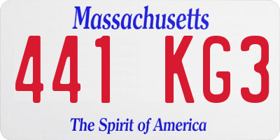 MA license plate 441KG3