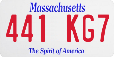 MA license plate 441KG7
