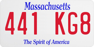 MA license plate 441KG8