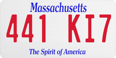 MA license plate 441KI7