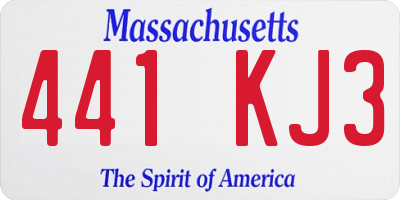 MA license plate 441KJ3