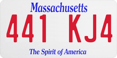 MA license plate 441KJ4