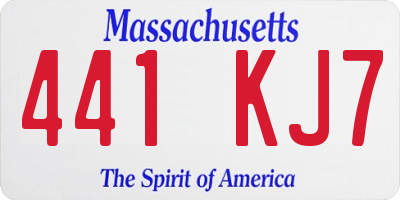 MA license plate 441KJ7