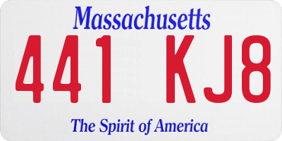 MA license plate 441KJ8