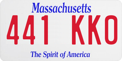 MA license plate 441KK0
