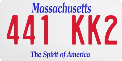 MA license plate 441KK2