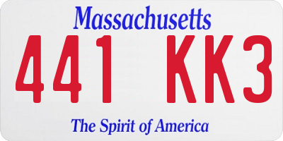 MA license plate 441KK3
