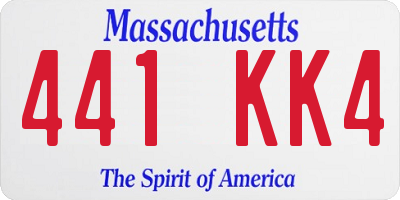 MA license plate 441KK4
