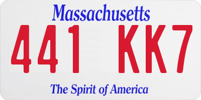 MA license plate 441KK7