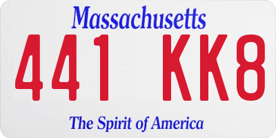 MA license plate 441KK8