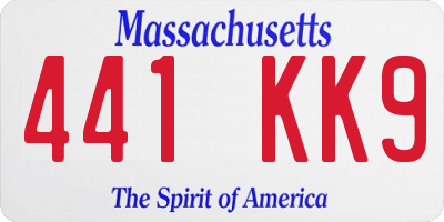 MA license plate 441KK9