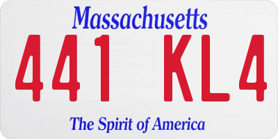 MA license plate 441KL4