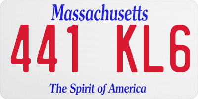 MA license plate 441KL6