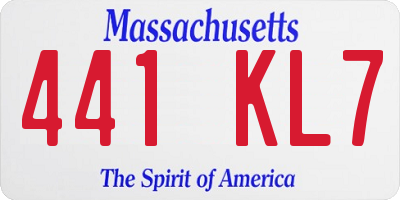 MA license plate 441KL7