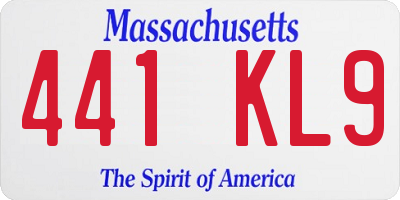 MA license plate 441KL9
