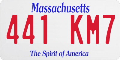 MA license plate 441KM7