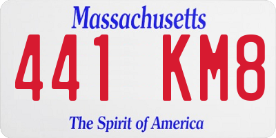 MA license plate 441KM8