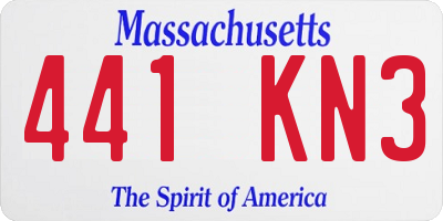 MA license plate 441KN3