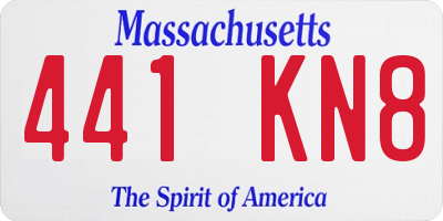 MA license plate 441KN8
