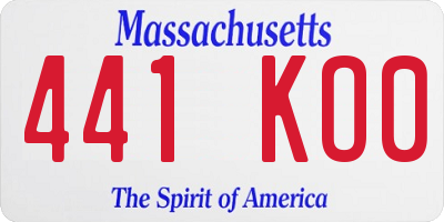 MA license plate 441KO0