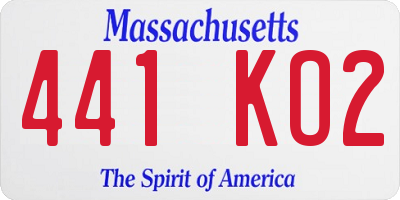 MA license plate 441KO2