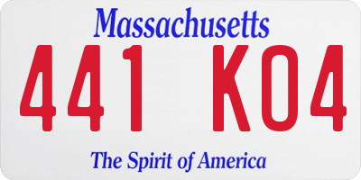 MA license plate 441KO4