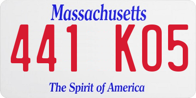 MA license plate 441KO5