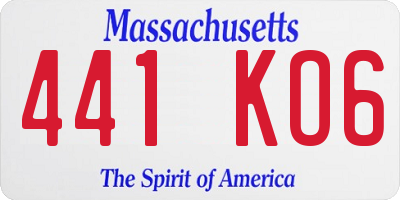 MA license plate 441KO6
