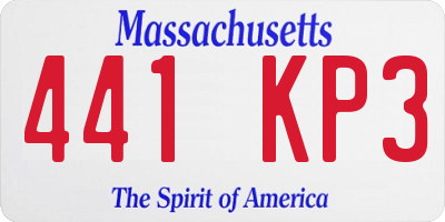MA license plate 441KP3
