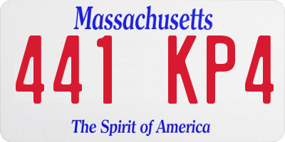 MA license plate 441KP4