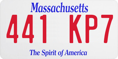 MA license plate 441KP7