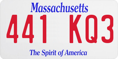 MA license plate 441KQ3