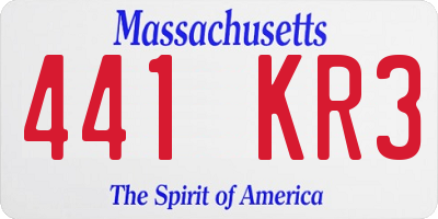MA license plate 441KR3