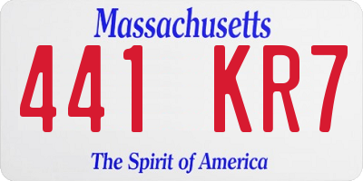 MA license plate 441KR7