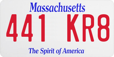MA license plate 441KR8
