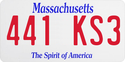 MA license plate 441KS3