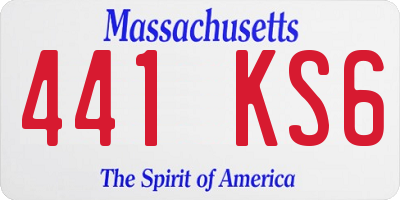 MA license plate 441KS6