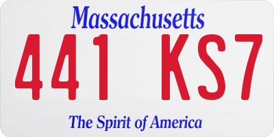 MA license plate 441KS7