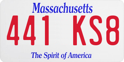 MA license plate 441KS8