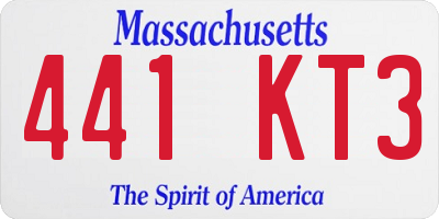 MA license plate 441KT3