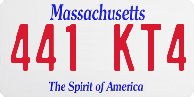 MA license plate 441KT4