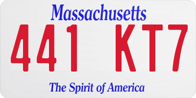 MA license plate 441KT7