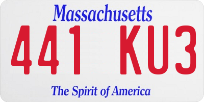 MA license plate 441KU3