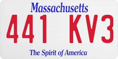 MA license plate 441KV3